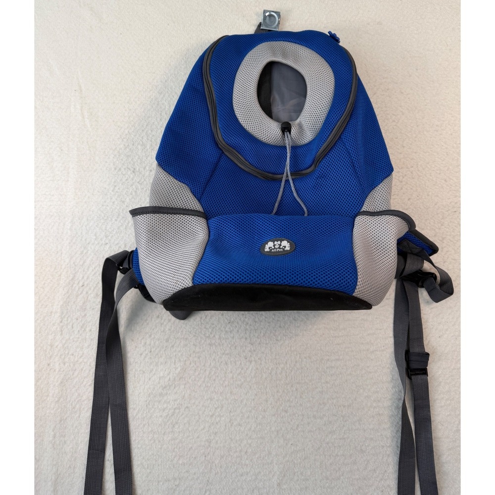 AGPet Small Dog Cat Carrier Backpack Blue Mesh Breathable Head out Travel Bag